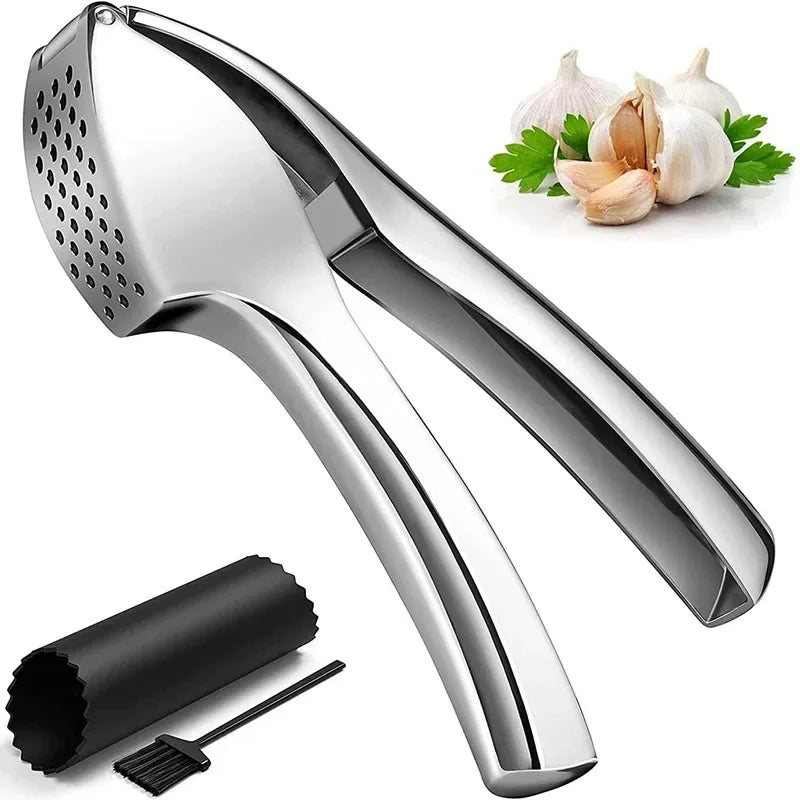 Stainless Steel Garlic Press - Effortlessly Crush, Mince, and Squeeze Garlic with Our Premium Kitchen Tool