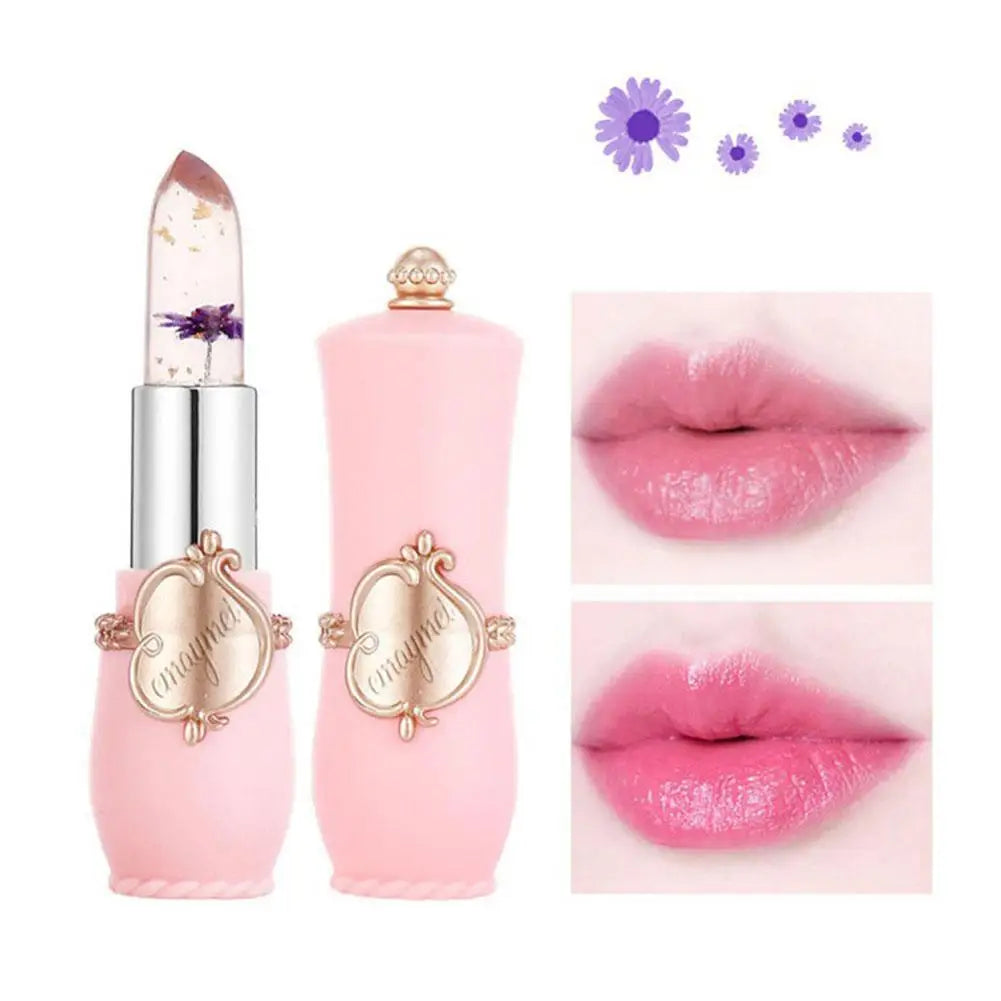 Cloud Discoveries Petal Kiss Moisturizing Lip Collection - Long-lasting Jelly Flower Lipstick, Temperature Changed Colorful Lip Balm, Pink Transparent Set of 6pcs