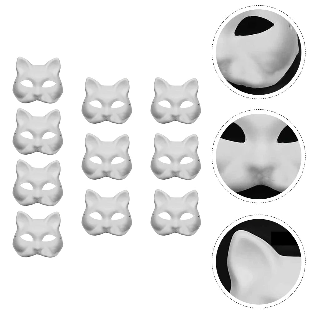 DIY Painting Cosplay Cat Masks - Pack of 10