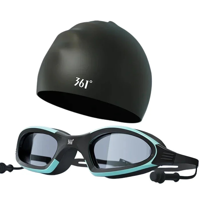 Pro Swim Goggles & Anti-Fog Cap Set for Men & Women