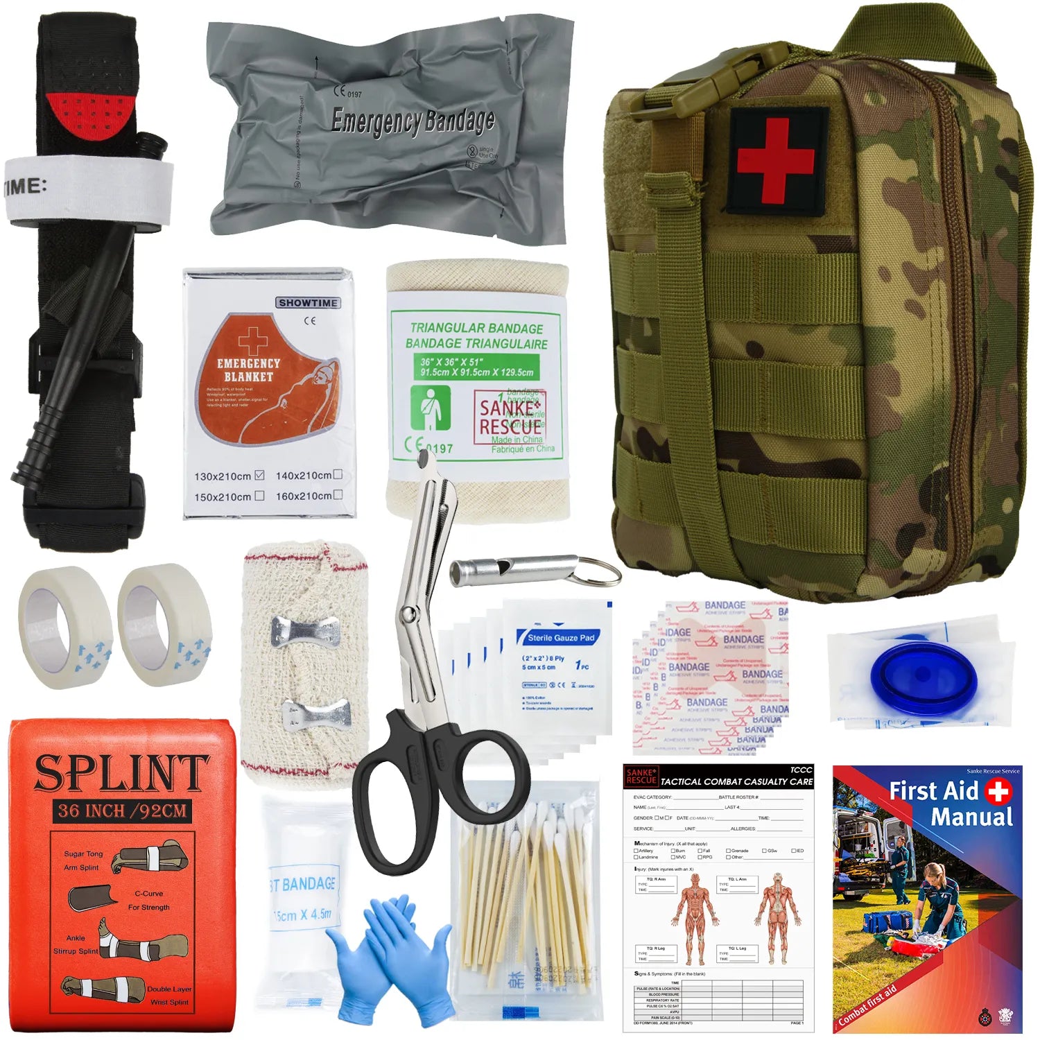 Military IFAK Trauma Survival Kit - Emergency First Aid Gear for Car, Travel, Hiking