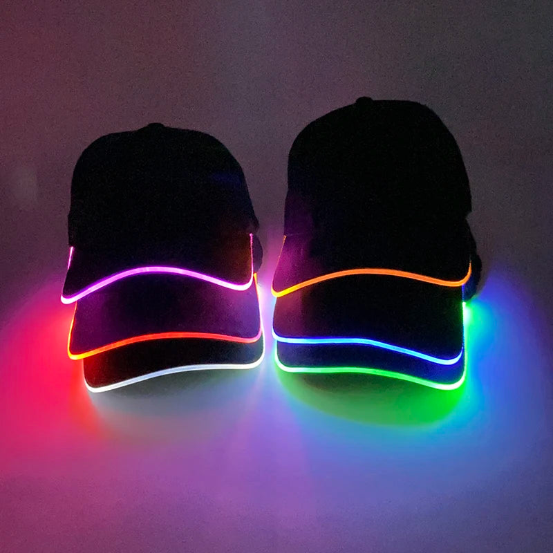 LED Glowing Fiber Optic Baseball Cap for Carnival & Party