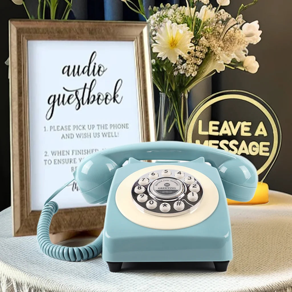 An innovative audio guest book telephone for weddings and gatherings, a unique way to capture memories.