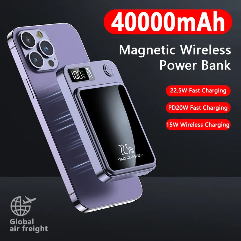 Magnetic Wireless Power Bank 30000mAh - Fast Charging External Battery Charger