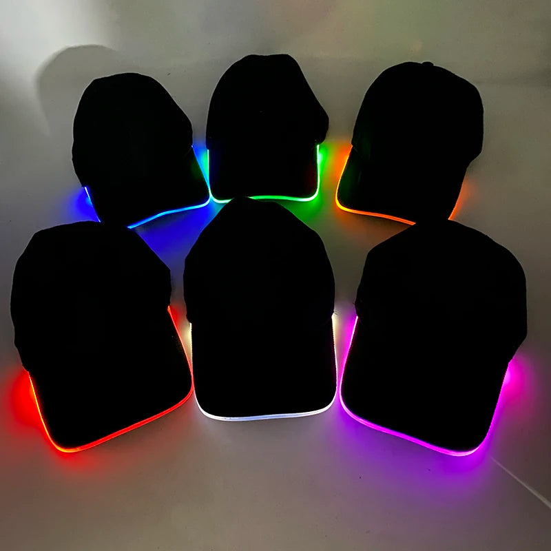 LED Glowing Fiber Optic Baseball Cap for Carnival & Party