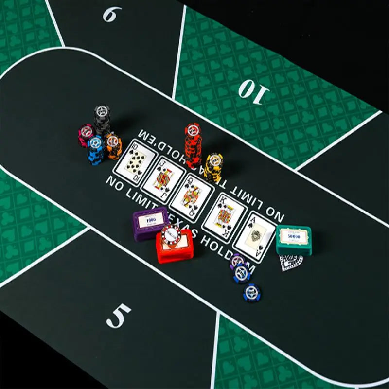 Deluxe Texas Holdem Poker Mat - High-Quality Rubber Table Cloth - Ideal for Casino Nights and Game Rooms