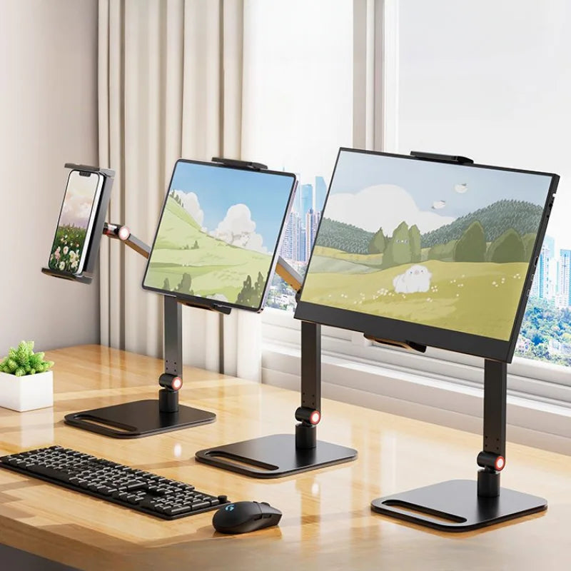 Cloud Discoveries Portable Monitor Holder - Adjustable Clamp Stand for 12-17.3 Inch Screens - VESA Mount and Phone Holder