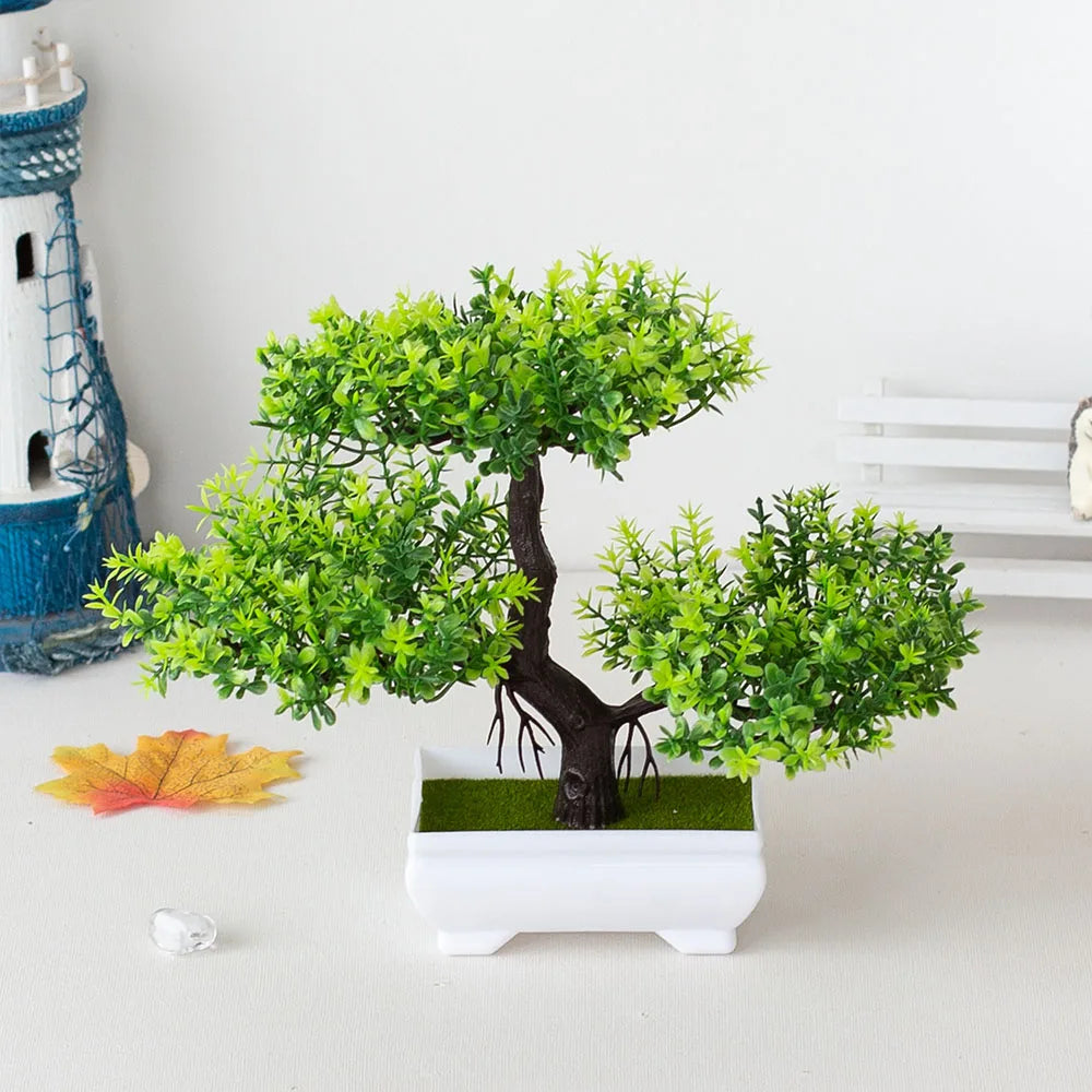 Faux Bonsai Tree with Pot - Artificial Plastic Plant for Home Decor