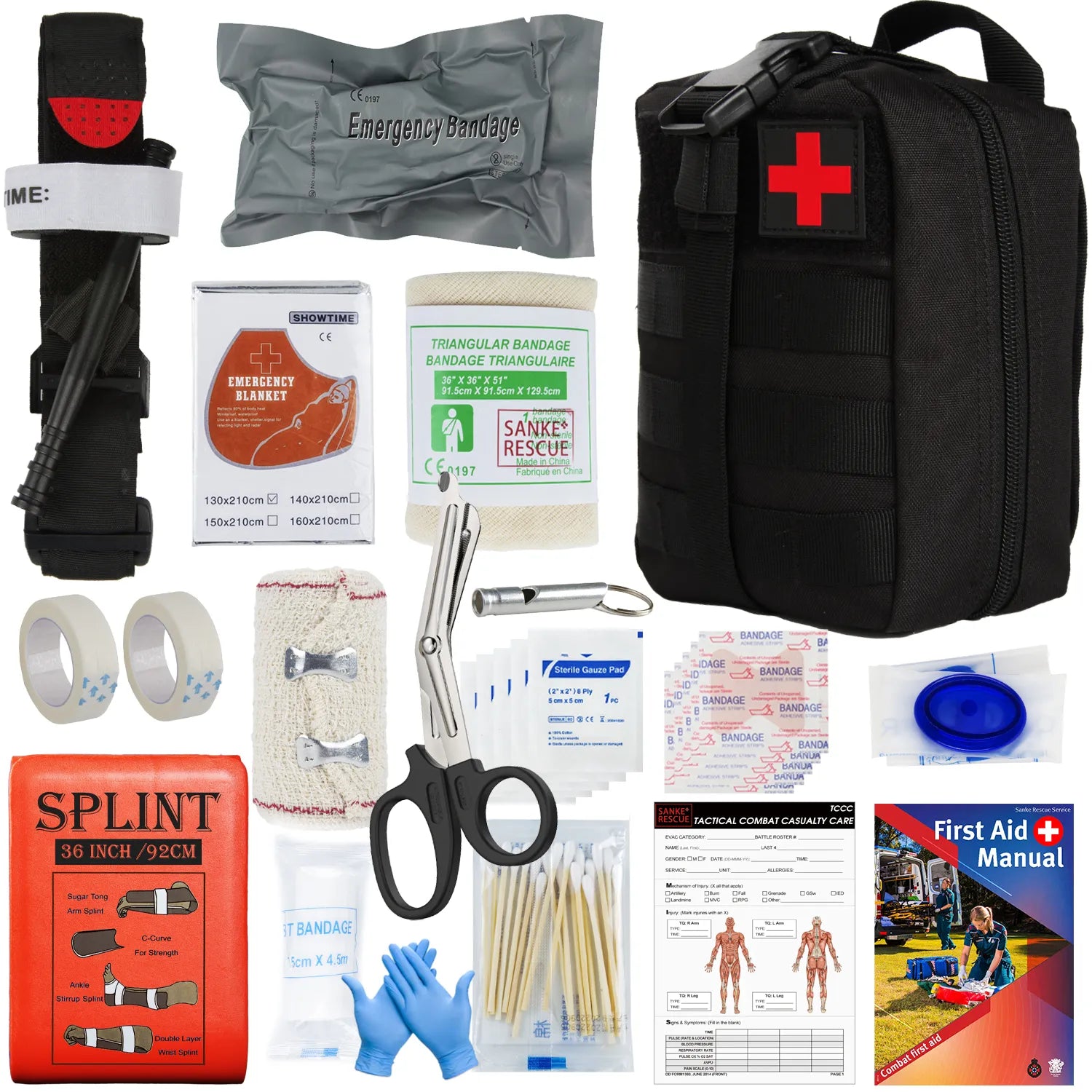 Military IFAK Trauma Survival Kit - Emergency First Aid Gear for Car, Travel, Hiking