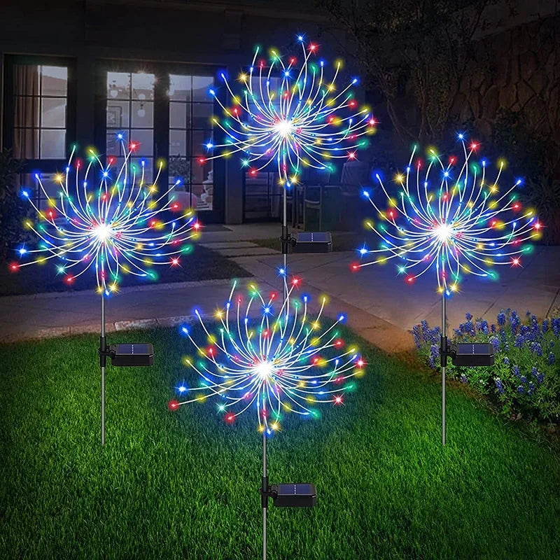 Solar LED Firework Fairy Lights - Outdoor Garden Decor