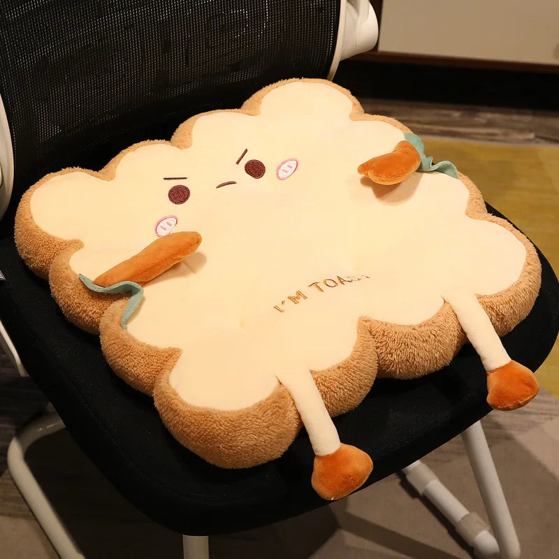 Cloud Discoveries Simulation Bread Toast Cushion - Cute Food Pillow for Sofa or Chair Decor