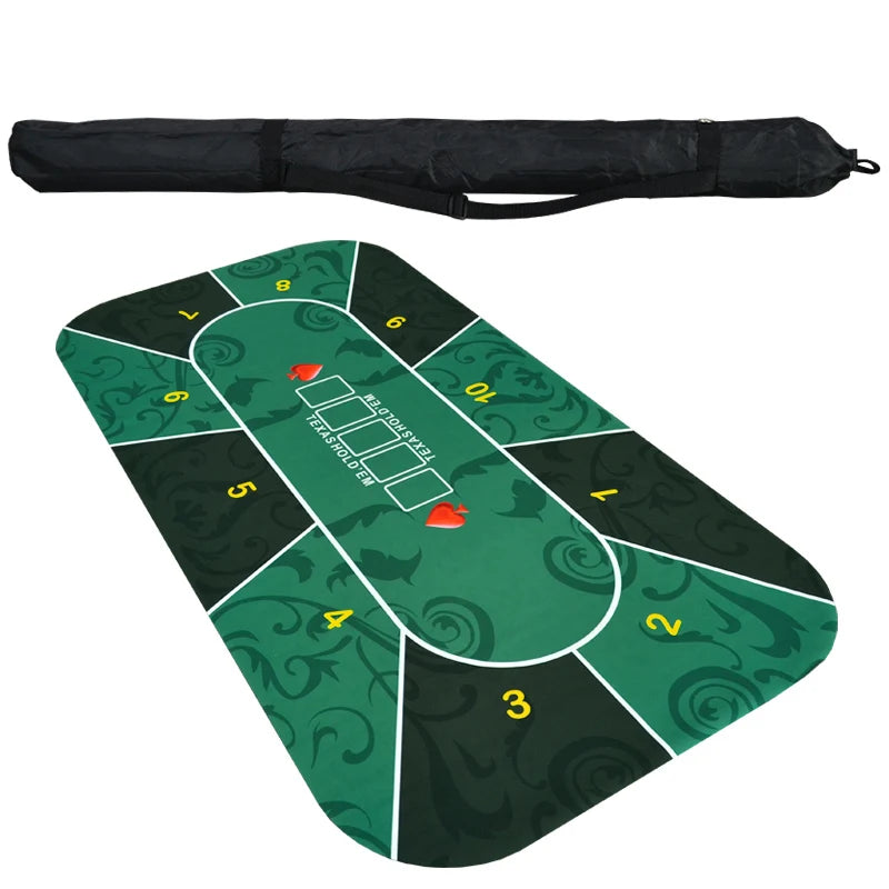 Deluxe Texas Holdem Poker Mat - 1.2x0.6m Rubber Table Cloth