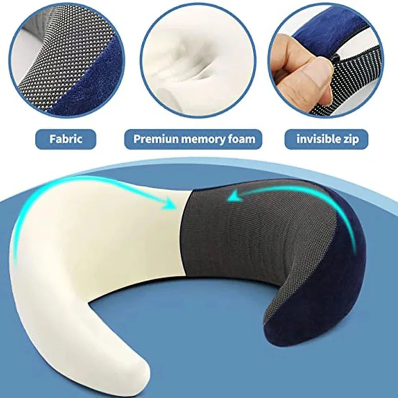 Memory Foam Travel Neck Pillow - Portable & Ergonomic