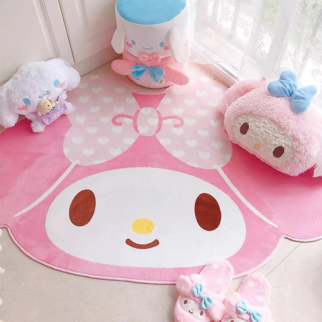 Cloud Discoveries Cartoon My Melody Carpet - Kawaii Soft Fur Rug for Children's Bedrooms and Living Rooms
