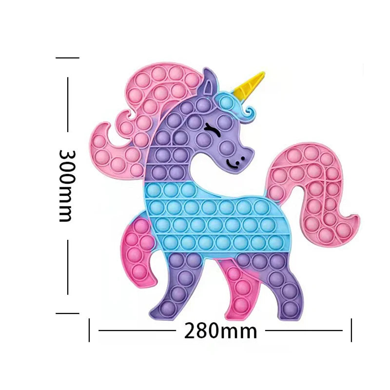 Big Unicorn Pop Jumbo Push Bubble Fidget Toys - Rainbow Giant Squishy Poppers
