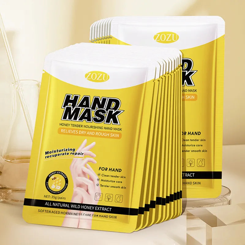 Cloud Discoveries Honey Bliss Hand Masks - 10 Pairs Moisturizing Nourishing Anti-Wrinkle Hand Care