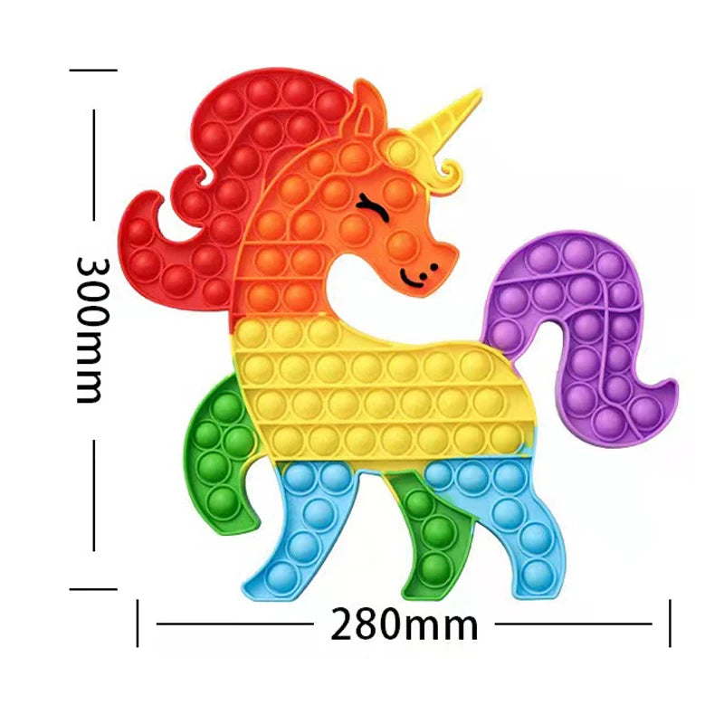 Big Unicorn Pop Jumbo Push Bubble Fidget Toys - Rainbow Giant Squishy Poppers