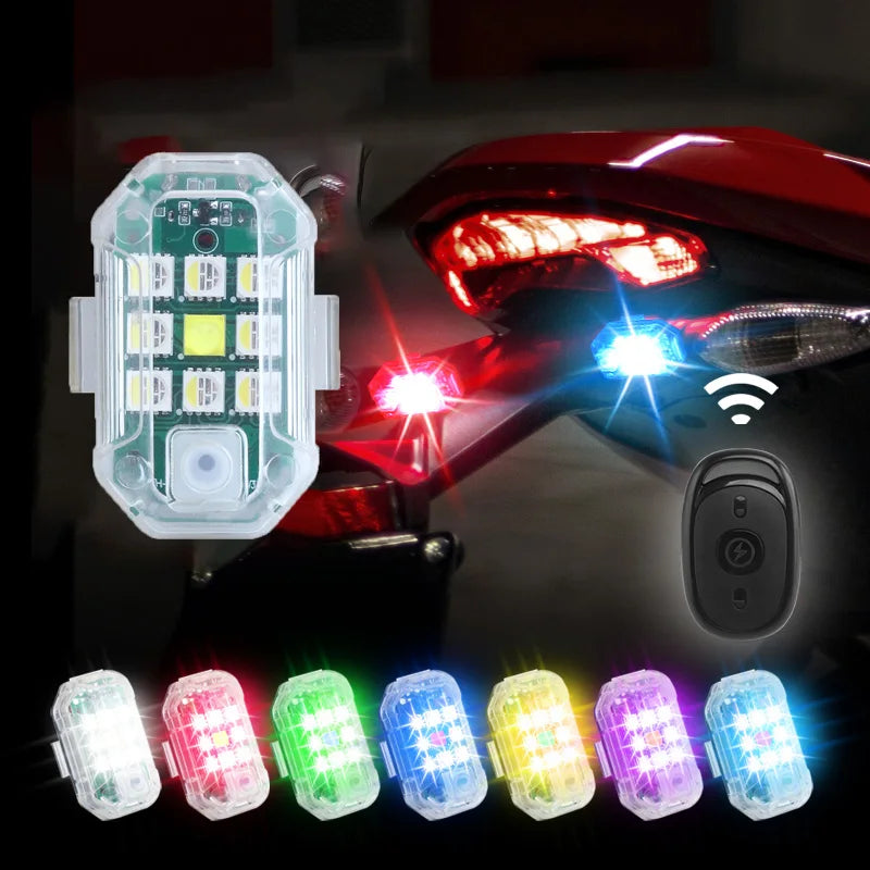 LED Flash Light for Motorcycles - Anti-collision Warning Lamp with Wireless Remote Control