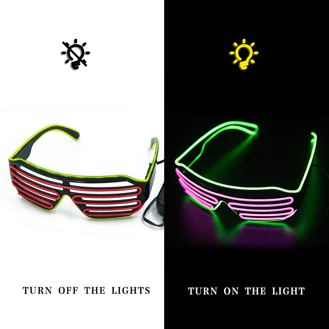 Glowing LED Sunglasses - Neon Christmas Glow Glasses for Parties and Costumes