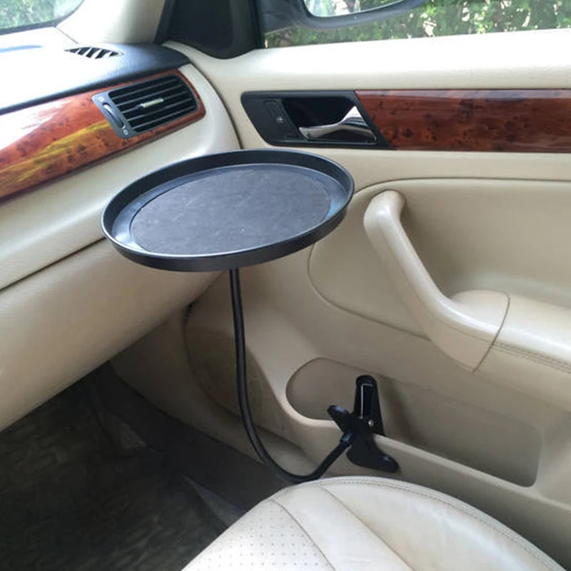 Car Food Tray - Folding Dining Table with Drink Holder & 360° Swivel Design