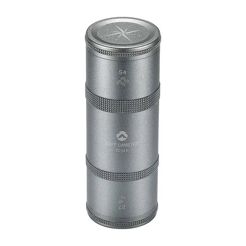 A well-organized, durable and lightweight sealed container made of aluminum alloy, designed to store coffee, tea, and powders. Coated with resistant and gripping material, this versatile can offers layered compartments for effortless storage organization. Accompanied by moisture-proof and insect-proof features, the can is available in two capacity choices, ensuring a reliable and long-lasting storage solution for outdoor travels as well as for home use.