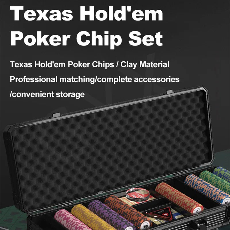 Texas Holdem Poker Set with Mat & Chips - Multiplayer Kit