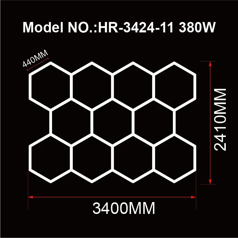 Hexagon LED Honeycomb Garage Lights - 110V-240V Workshop Tube Lighting for Auto Repair