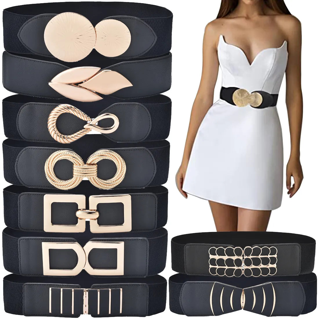 Wide Elastic Waist Belt for Women - Fashion Waistband for Dresses
