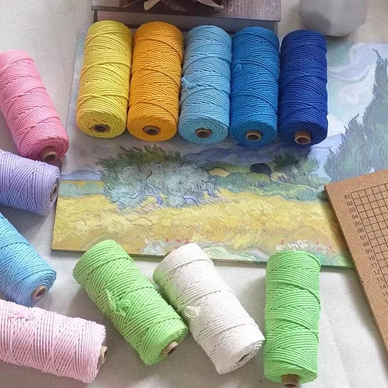 Cloud Discoveries Handmade Boho Decor 3mm Colorful Cotton Macrame Cord Rope - DIY Craft Supply