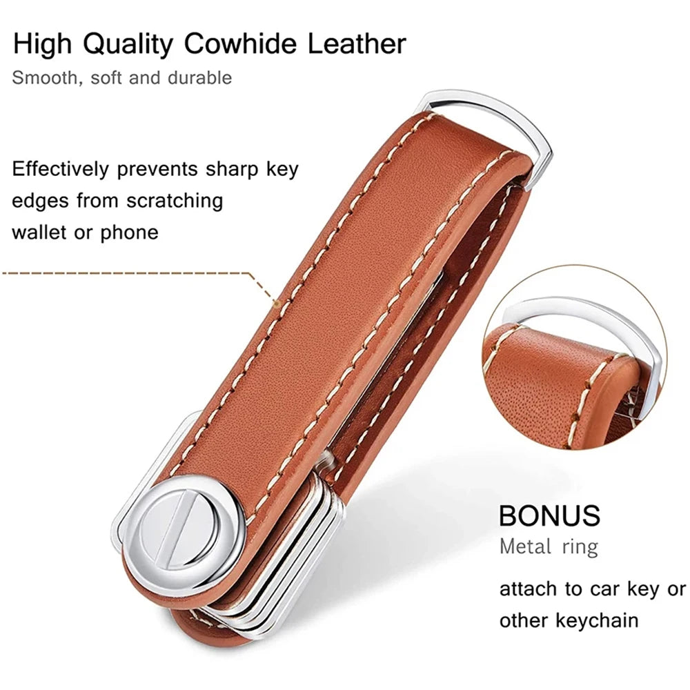 Cloud Discoveries Smart Key Organizer - Stylish leather pouch with keychain, ensuring secure and organized key management for a sophisticated and functional lifestyle.