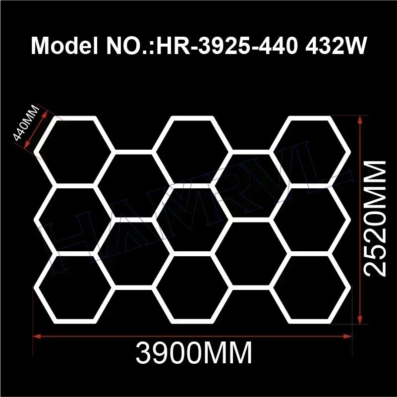 Hexagon LED Honeycomb Garage Lights - 110V-240V Workshop Tube Lighting for Auto Repair