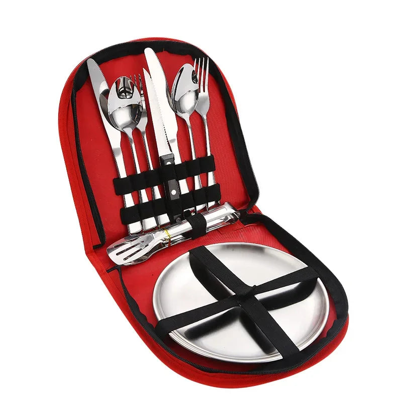 10 PCS Stainless Steel Camping Utensil Set