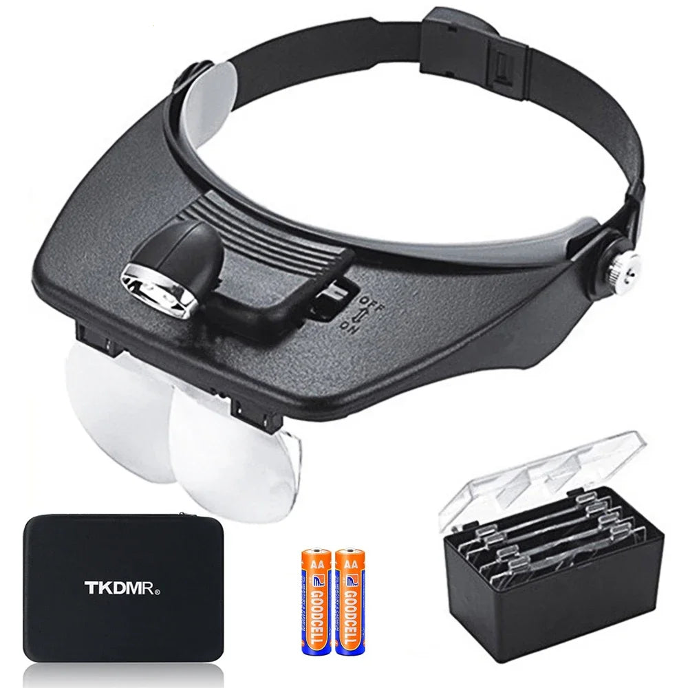 Cloud Discoveries Headband Illuminated Magnifier - Eyewear Magnifying Glasses with LED Lights - Repair Tool Loupe - Toys Gift