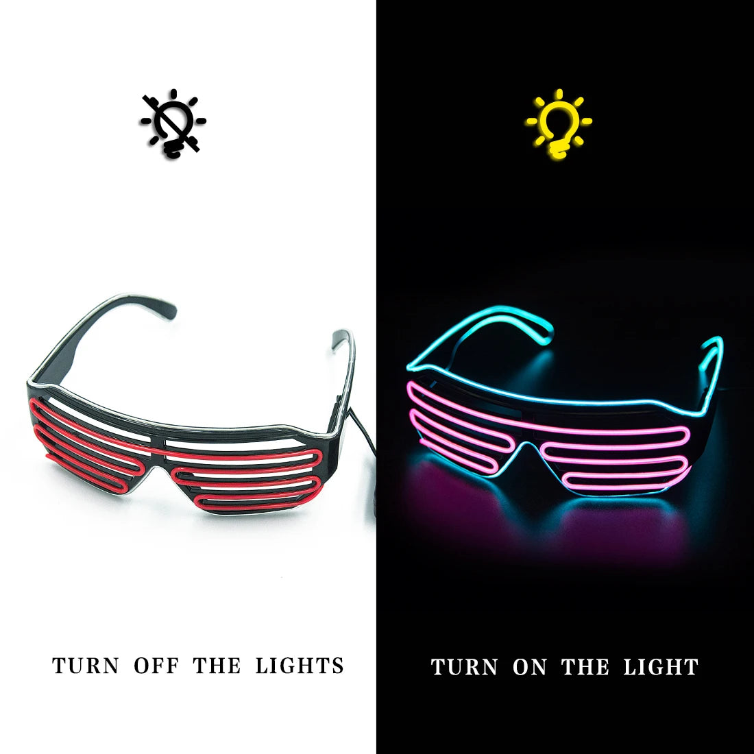Glowing LED Sunglasses - Neon Christmas Glow Glasses for Parties and Costumes