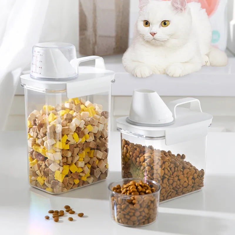 Laundry Powder Dispenser & Pet Food Storage Container – Airtight Plastic Jar with Measuring Cup