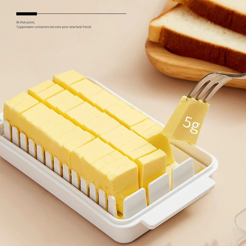 Butter Cutting Storage Box - Food-Grade PP Butter Dish with Slicer and Lid