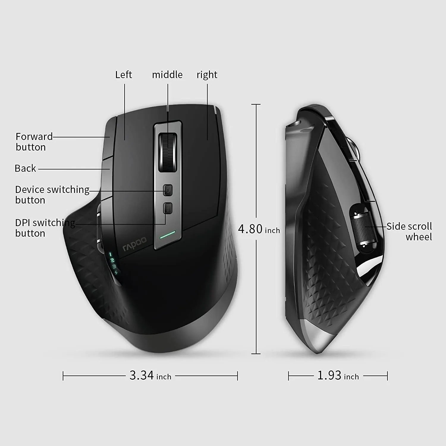 Ergonomic Multi-mode Wireless Mouse - Up to 3200 DPI, Easy-Switch for 4 Devices