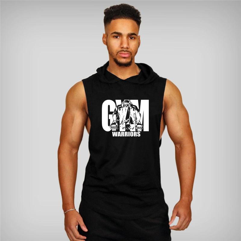 Muscle, guys, Gym Clothing, Mens Bodybuilding, Hooded Tank Top, Cotton, Sleeveless, Vest, Sweatshirt, Fitness, Workout, Sportswear, Tops, Male, clouddiscoveries.com,