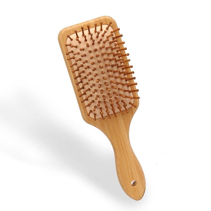 Bamboo Comb, Nature Wooden Brush, Anti-Static Detangle Hair Brush, Women Scalp Massage Comb, Air Cushion Styling Tools for Hair, CloudDiscoveries.com