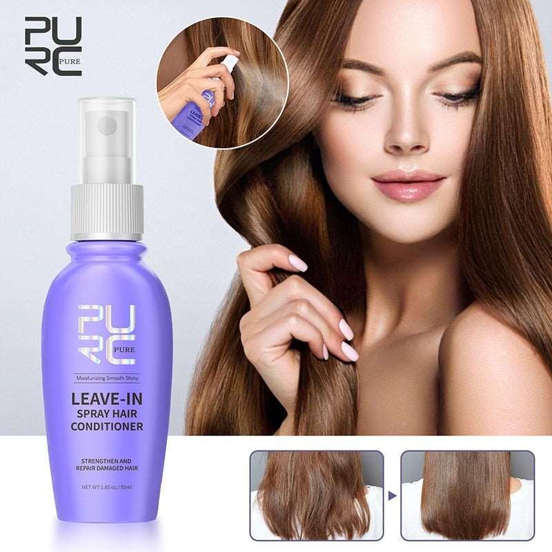 PURC, Coconut Oil, Leave-In Spray, Conditioner, Hair, Treatment, Oil, Straightening, Shiny, Smooth, Repair, Damaged, Frizz, Hair Care, clouddiscoveries