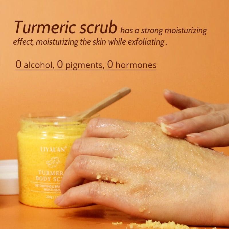Turmeric Face Body Scrub, Soften Brightening Moisturizing Salt, Pore Cleaning Skin, Smooth Exfoliating Anti-Acne Sugar Cream, CloudDiscoveries.com