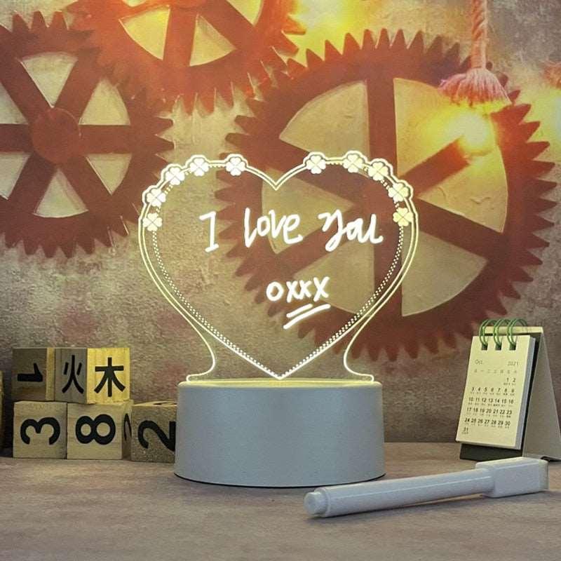 Creative Led Note Board, Night Light, USB Message Board With Pen, Holiday Light ,Children Girlfriend Gift Decoration, DIY Night Lamp, CloudDiscoveries.com