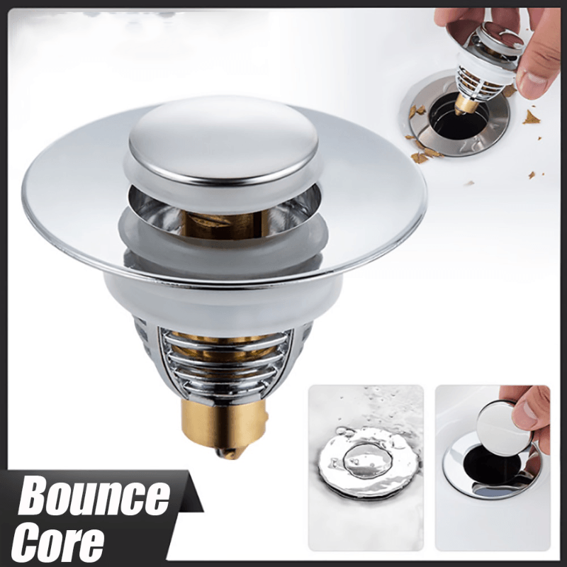 Universal Stainless Steel, Basin Pop-Up Bounce Core, Basin Drain Filter, Hair Catcher, Sink Strainer, Bathtub Stopper, Bathroom Tool, CloudDiscoveries.com